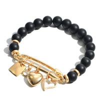 Natural Stone Beaded Safety Pin Charm Bracelets