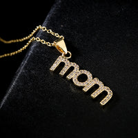 18K Copper Plated Zircon MOM Pendant Necklace
