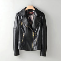 Ladies Motorcycle Leather Jacket Thin Zip