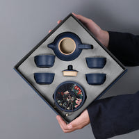 Juego de té de cerámica Kung Fu, conjunto con caja de regalo, regalo pequeño de negocios