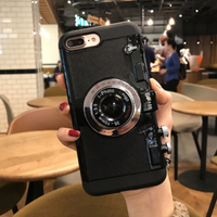 Étui pour iPhone avec appareil photo 3D rétro avec lanière