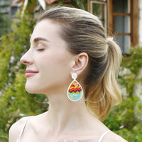 Boucles d'oreilles œuf de Pâques tissées à la main, bijoux de décoration de Pâques