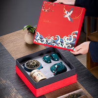 Juego de té de cerámica Kung Fu, conjunto con caja de regalo, regalo pequeño de negocios