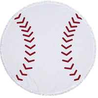 Baseball Print Round Beach Blanket
