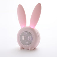 Réveil numérique LED avec oreilles de lapin, affichage électronique, contrôle du son, lampe de nuit en forme de lapin mignon, horloge de bureau pour la décoration de la maison