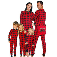 Pijama a juego familiar de una pieza con cuadros de búfalo