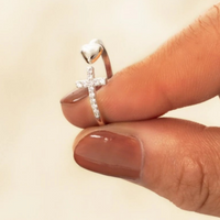 S925 Sterling Silver Love Cross Open Adjustable Ring