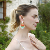 Boucles d'oreilles œuf de Pâques tissées à la main, bijoux de décoration de Pâques