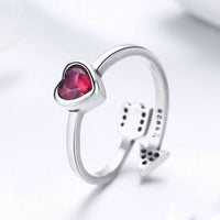 Anillo De Plata De Ley Con Corazón Femenino Puede Ser Anverso Y Trasero.