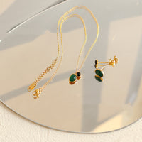 Ballena lluvia joyería verde negro ágata calcedonia irregular collar clavícula cadena anillo