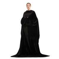 Winter Long Robes For Women Plush Coral Fleece Wearable Blanket Sofa Home Clothing
