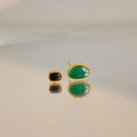 Ballena lluvia joyería verde negro ágata calcedonia irregular collar clavícula cadena anillo