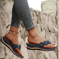 Sandalias de flores para mujer, zapatos de cuña de estilo Retro, zapatos de playa al aire libre, verano