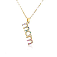 18K Copper Plated Zircon MOM Pendant Necklace
