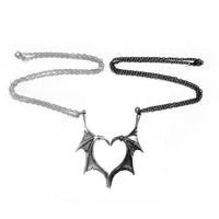 Colliers gothiques pour couples avec ailes de chauve-souris et cœur