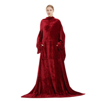 Túnicas largas de invierno para mujer, cobija vestible de lana Coral de felpa, ropa de hogar para sofá