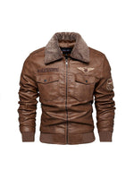 Veste en cuir pour hommes en peluche chaud manteau en cuir PU à revers de moto européenne et américaine