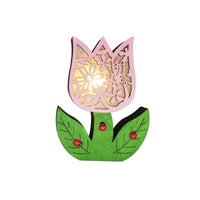 Éclairage de fleurs en bois, lumière LED créative de printemps, lapin, papillon