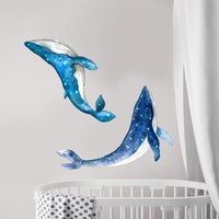 Pegatina de ballena estrellada para habitación infantil, ballena estrellada, pegatina de pared de animales marinos