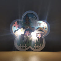 Éclairage de fleurs en bois, lumière LED créative de printemps, lapin, papillon