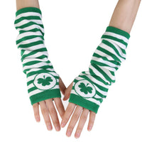 Ensemble de chaussettes rayées vertes avec bandeau trèfle irlandais