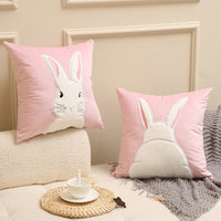 Coussins décoratifs en forme de lapin brodé en peluche