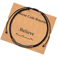 Pulsera de código Morse cuentas de madera de cálculo biliar negro