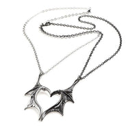 Colliers gothiques pour couples avec ailes de chauve-souris et cœur