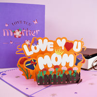 Tarjeta emergente del día de la madre con mariposas de colores
