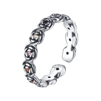 Bague fleur 3D en argent S925 pour femmes, mode rétro