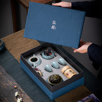 Juego de té de cerámica Kung Fu, conjunto con caja de regalo, regalo pequeño de negocios