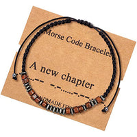Pulsera de código Morse cuentas de madera de cálculo biliar negro