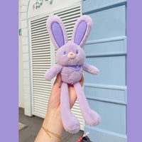 Porte-clés de poupée extensible en peluche avec oreilles de lapin