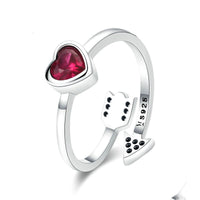 Anillo De Plata De Ley Con Corazón Femenino Puede Ser Anverso Y Trasero.