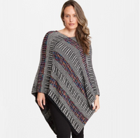 Fuzzy Knit Multicolor Stripe Ponchos
