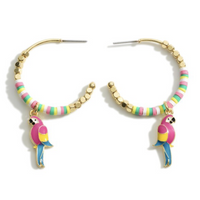 Tropical Charm Heishi Bead Hoop Earrings
