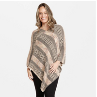 Fuzzy Knit Multicolor Stripe Ponchos
