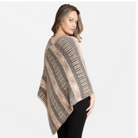 Fuzzy Knit Multicolor Stripe Ponchos
