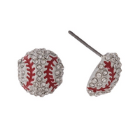 Sports Ball Rhinestone Stud Earrings