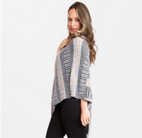 Fuzzy Knit Multicolor Stripe Ponchos
