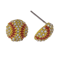 Sports Ball Rhinestone Stud Earrings