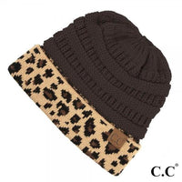 Gorros con cola de gorro con puños de leopardo