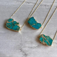 Collier d’or de sédiments marins de jaspe bleu