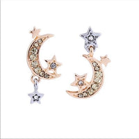 Boucles d'oreilles bicolores Lune et étoiles