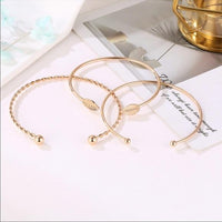 Simple Leaf Bangle Bracelets (3 Pcs)