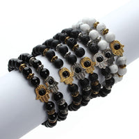 Hamsa & Lava Stone Beaded Bracelet