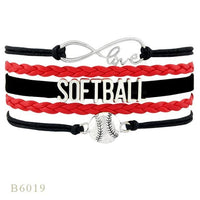 Love Infinity Softball Layered Leather Cord Bracelets