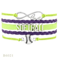Love Infinity Softball Layered Leather Cord Bracelets