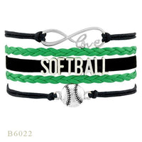 Love Infinity Softball Layered Leather Cord Bracelets