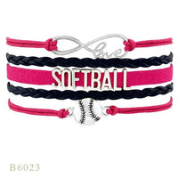 Love Infinity Softball Layered Leather Cord Bracelets